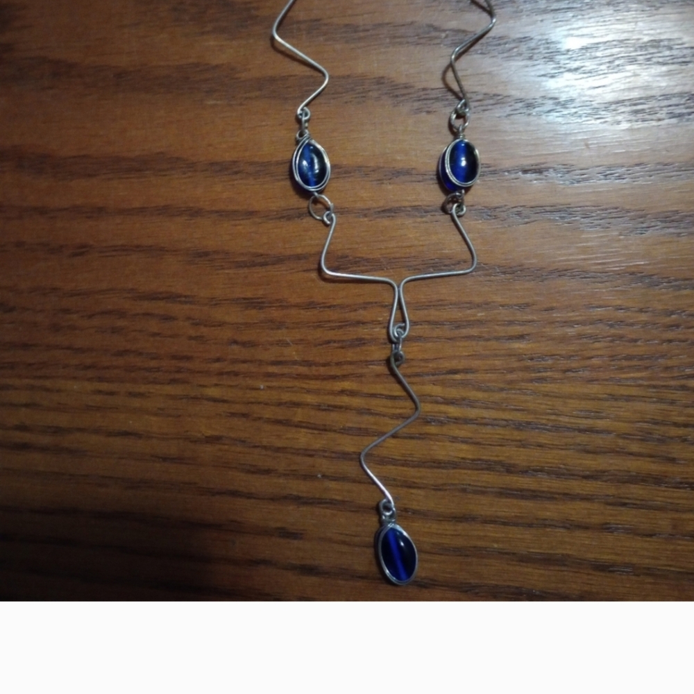 Vintage silver cats eye necklace